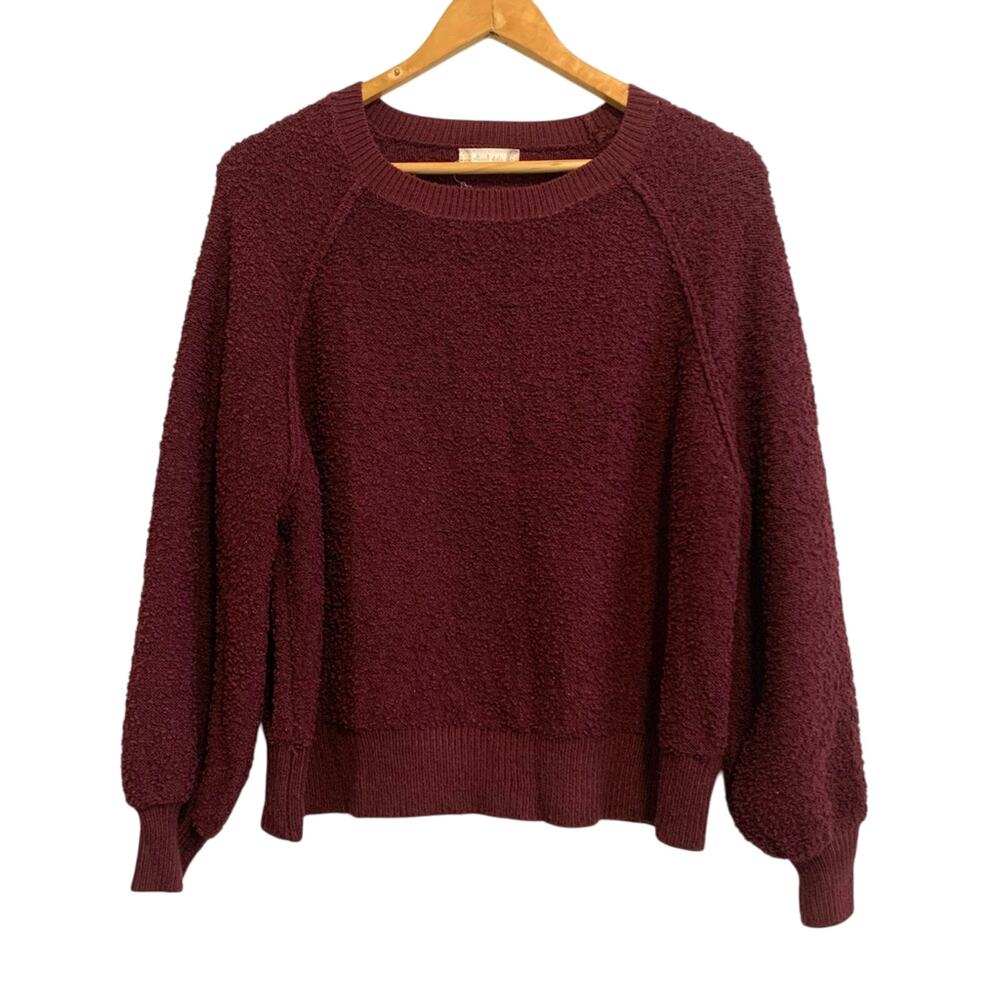 Altar’d State Maroon Balloon Sleeve Pullover Crew Neck Sweater